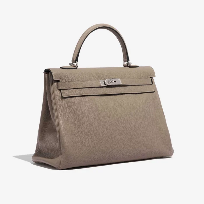 High-End Hermès Inspired Kelly 35 Togo Gris Tourterelle PHW - Direct Luxury Fashion - Image 4