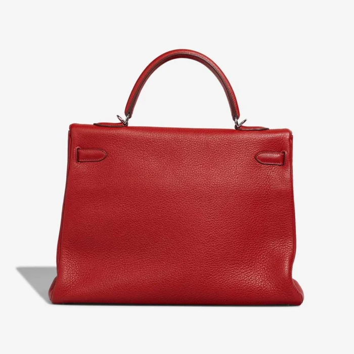 High-End Hermès Inspired Kelly 35 Togo Rouge Vif PHW - Direct Luxury Fashion - Image 2