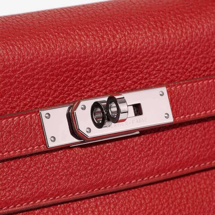 High-End Hermès Inspired Kelly 35 Togo Rouge Vif PHW - Direct Luxury Fashion - Image 7