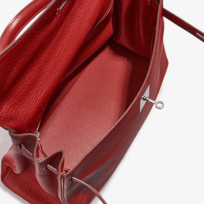 High-End Hermès Inspired Kelly 35 Togo Rouge Vif PHW - Direct Luxury Fashion - Image 5