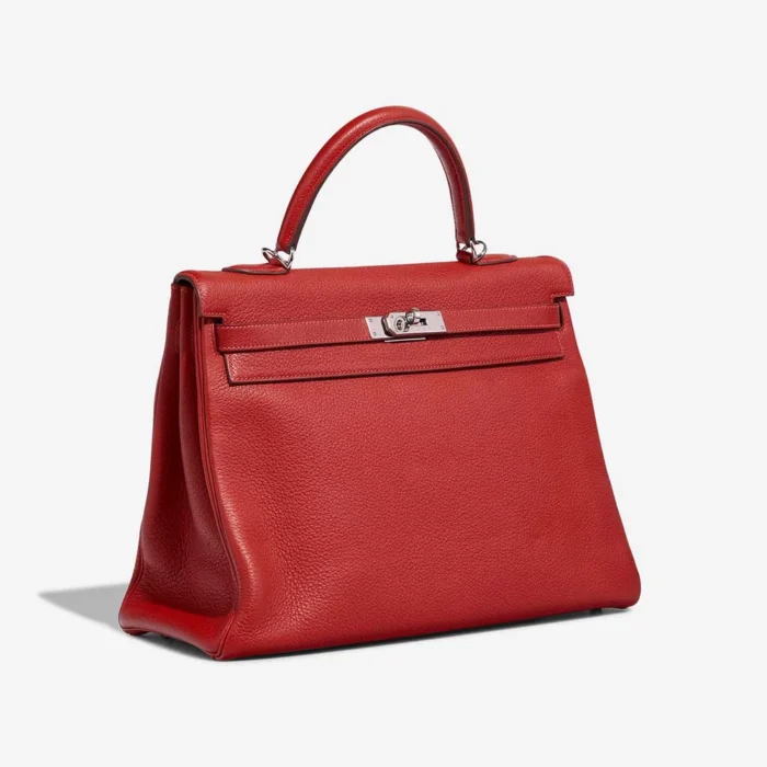 High-End Hermès Inspired Kelly 35 Togo Rouge Vif PHW - Direct Luxury Fashion - Image 4