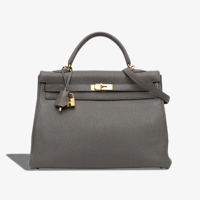 High-End Hermès Inspired Kelly 35 Togo etain GHW - Direct Luxury Fashion