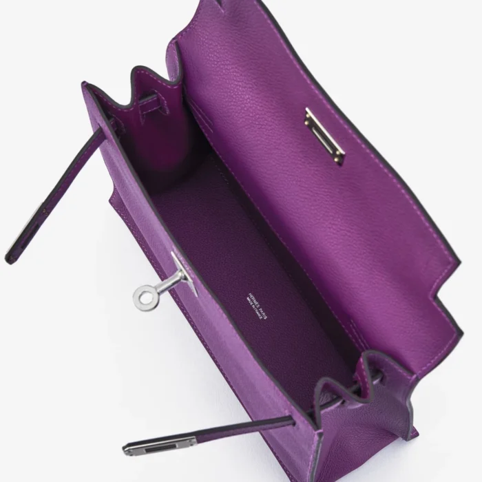 High-End Hermès Inspired Kelly Danse Evercolor Anemone PHW - Direct Luxury Fashion - Image 5