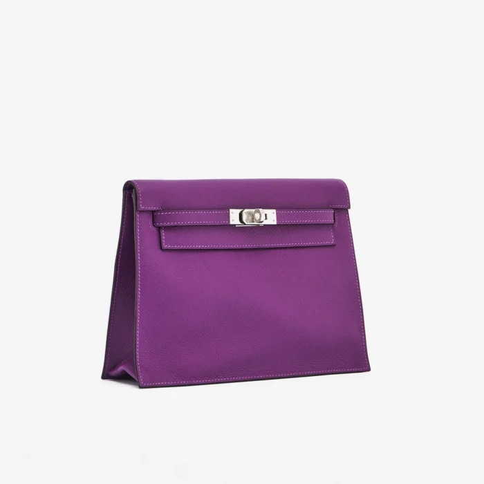 High-End Hermès Inspired Kelly Danse Evercolor Anemone PHW - Direct Luxury Fashion - Image 4