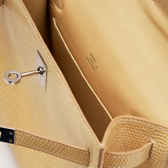 High-End Hermès Inspired Kelly Pochette Lizard Vanille PHW - Direct Luxury Fashion - Image 5