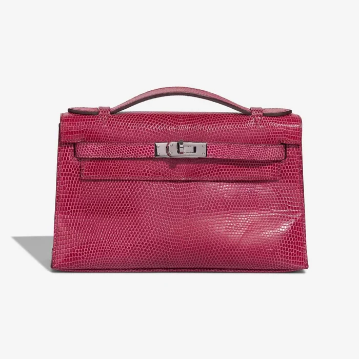 High-End Hermès Inspired Kelly Pochette Niloticus Lizard Fuchsia PHW - Direct Luxury Fashion