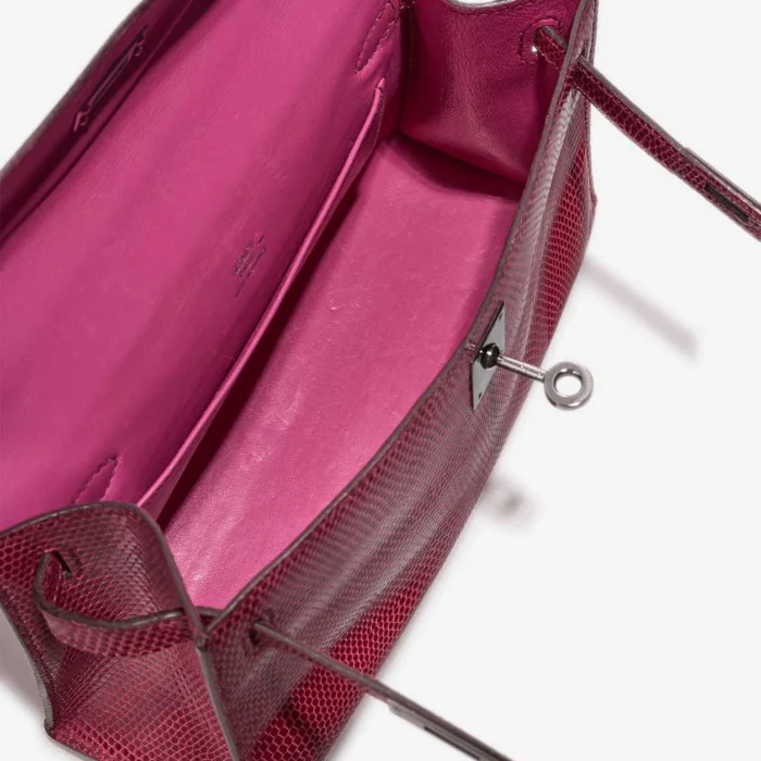 High-End Hermès Inspired Kelly Pochette Niloticus Lizard Fuchsia PHW - Direct Luxury Fashion - Image 5