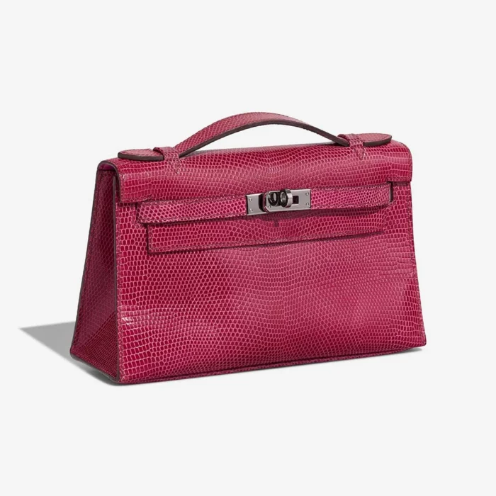High-End Hermès Inspired Kelly Pochette Niloticus Lizard Fuchsia PHW - Direct Luxury Fashion - Image 4
