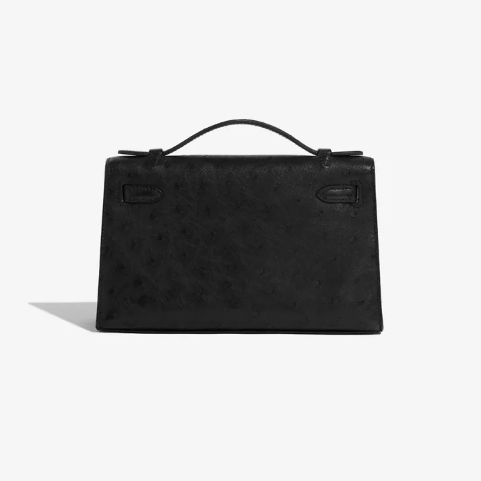 High-End Hermès Inspired Kelly Pochette Ostrich Black GHW - Direct Luxury Fashion - Image 2