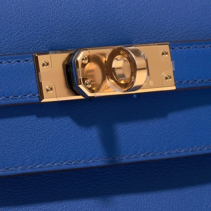 High-End Hermès Inspired Kelly Pochette Swift Blue de France GHW - Direct Luxury Fashion - Image 7