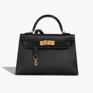 High-End Hermès Inspired Kelly Touch Mini Veau Madame/Lizard Black GHW - Direct Luxury Fashion