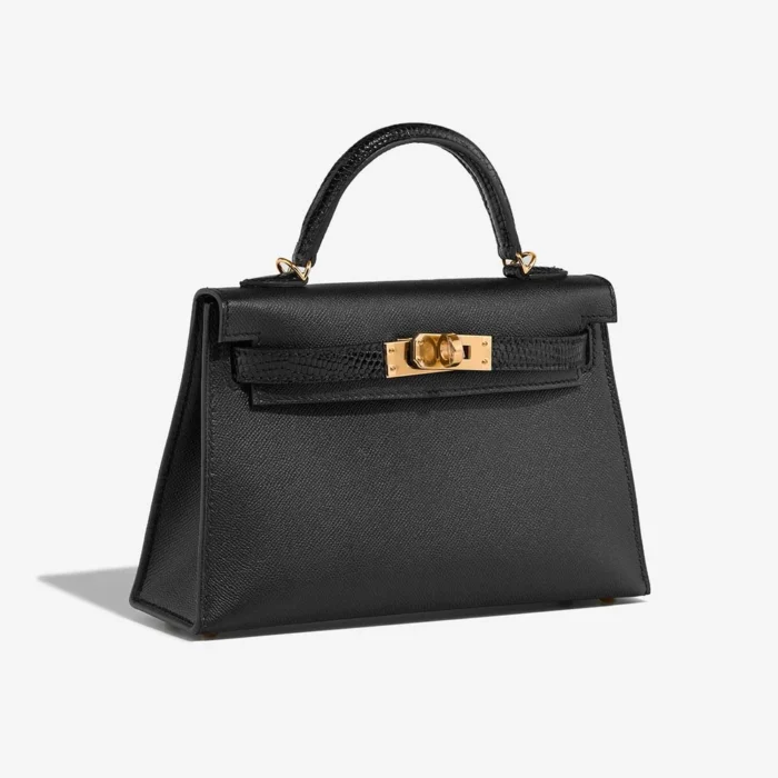 High-End Hermès Inspired Kelly Touch Mini Veau Madame/Lizard Black GHW - Direct Luxury Fashion - Image 4