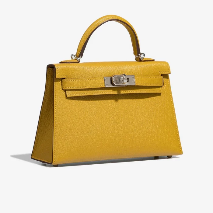 High-End Hermès Inspired Kelly Verso Mini Chevre Mysore Jaune Ambre/Gold PHW - Direct Luxury Fashion - Image 4