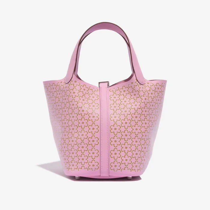 High-End Hermès Inspired Lucky Daisy Picotin 18 Swift Mauve Sylvestre/Cuivre/White PHW - Direct Luxury Fashion - Image 3