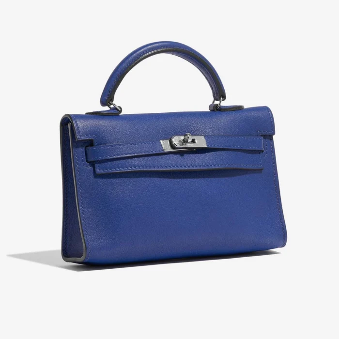 High-End Hermès Inspired Micro Kelly Swift Blue Electrique PHW - Direct Luxury Fashion - Image 4