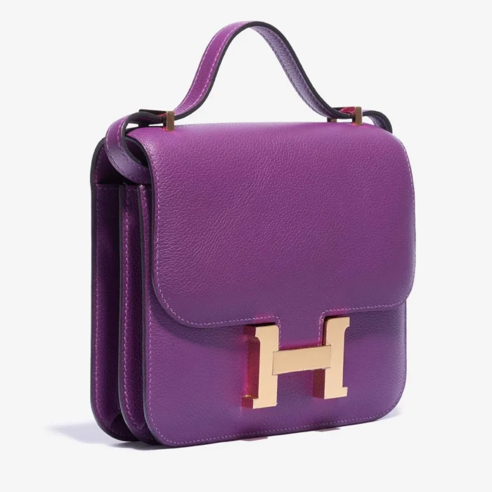 High-End Hermès Inspired Mini Constance Evercolor Anemone GHW - Direct Luxury Fashion - Image 4