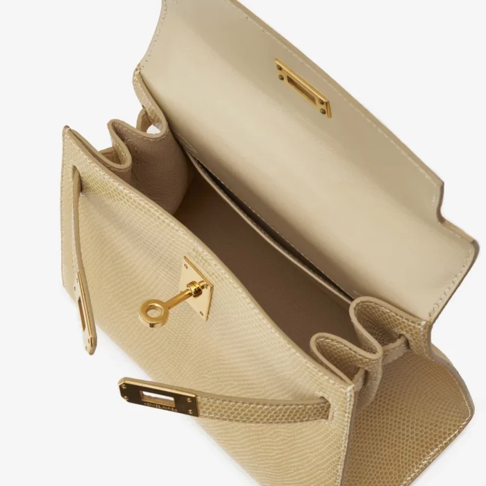 High-End Hermès Inspired Mini Kelly 20 Niloticus Lizard Parchemin GHW - Direct Luxury Fashion - Image 5
