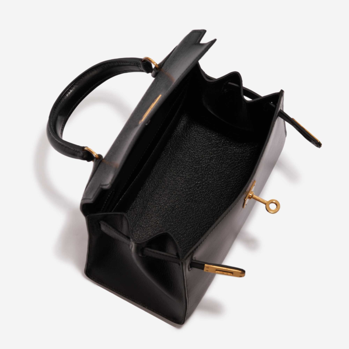 High-End Hermès Inspired Mini Kelly Box Black GHW - Direct Luxury Fashion - Image 5