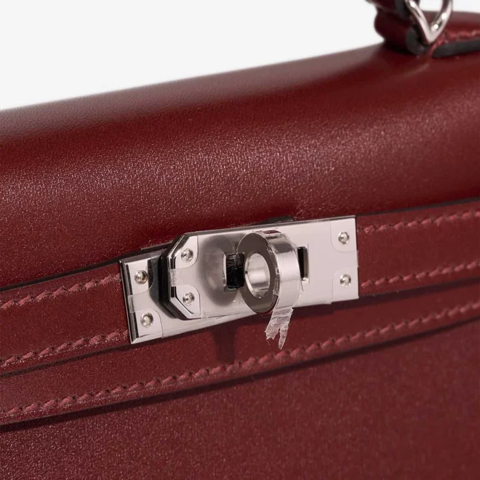 High-End Hermès Inspired Mini Kelly Box Rouge H PHW - Direct Luxury Fashion - Image 6