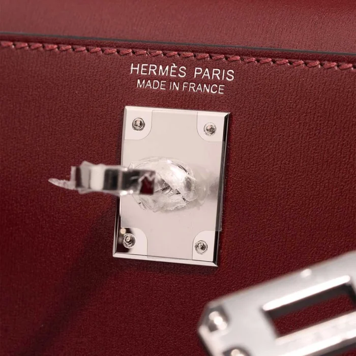 High-End Hermès Inspired Mini Kelly Box Rouge H PHW - Direct Luxury Fashion - Image 5