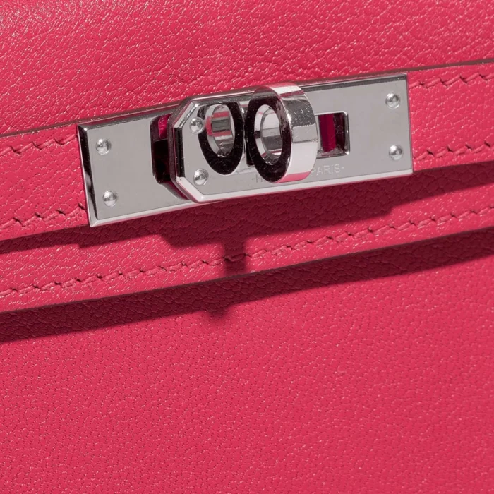 High-End Hermès Inspired Mini Kelly Chevre Chamkila Rose Extreme PHW - Direct Luxury Fashion - Image 6