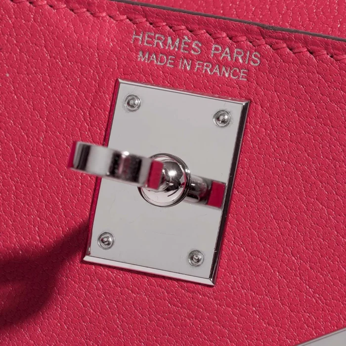 High-End Hermès Inspired Mini Kelly Chevre Chamkila Rose Extreme PHW - Direct Luxury Fashion - Image 5