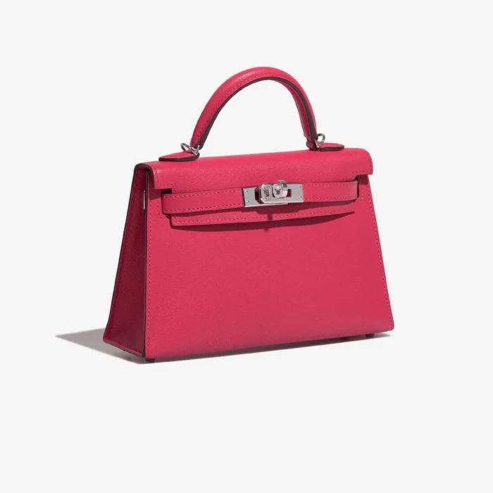 High-End Hermès Inspired Mini Kelly Chevre Chamkila Rose Extreme PHW - Direct Luxury Fashion - Image 4