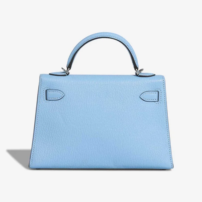 High-End Hermès Inspired Mini Kelly Chevre Mysore Bleu Celeste PHW - Direct Luxury Fashion - Image 2