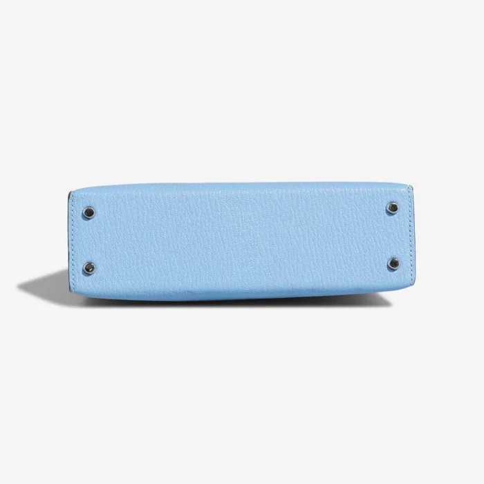High-End Hermès Inspired Mini Kelly Chevre Mysore Bleu Celeste PHW - Direct Luxury Fashion - Image 3