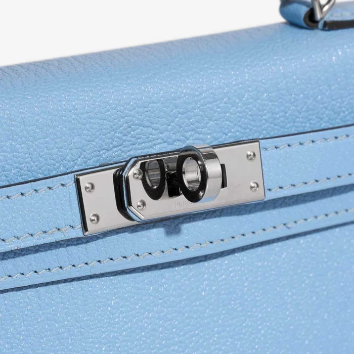 High-End Hermès Inspired Mini Kelly Chevre Mysore Bleu Celeste PHW - Direct Luxury Fashion - Image 7