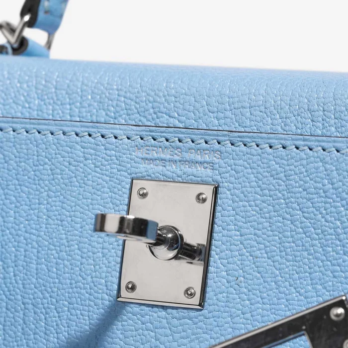 High-End Hermès Inspired Mini Kelly Chevre Mysore Bleu Celeste PHW - Direct Luxury Fashion - Image 6
