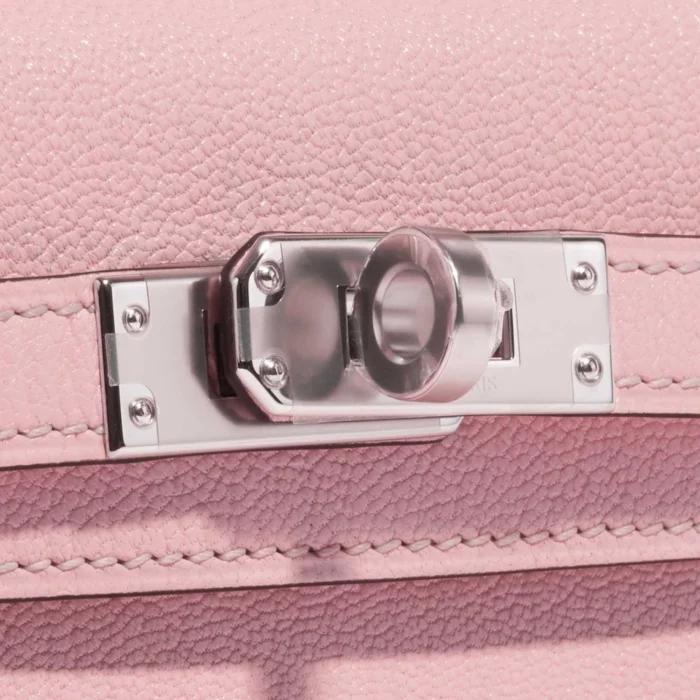 High-End Hermès Inspired Mini Kelly Chèvre Mysore Rose Sakura PHW - Direct Luxury Fashion - Image 7