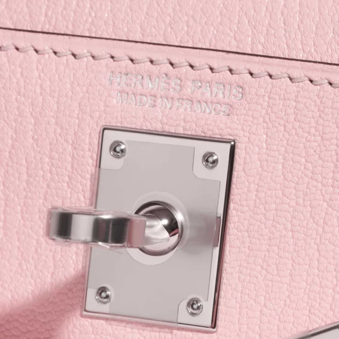 High-End Hermès Inspired Mini Kelly Chèvre Mysore Rose Sakura PHW - Direct Luxury Fashion - Image 6