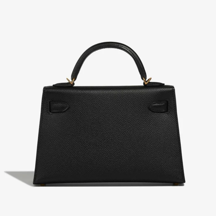 High-End Hermès Inspired Mini Kelly Epsom Black GHW - Direct Luxury Fashion - Image 2