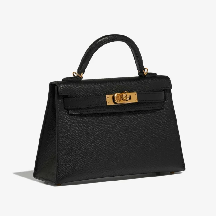 High-End Hermès Inspired Mini Kelly Epsom Black GHW - Direct Luxury Fashion - Image 4