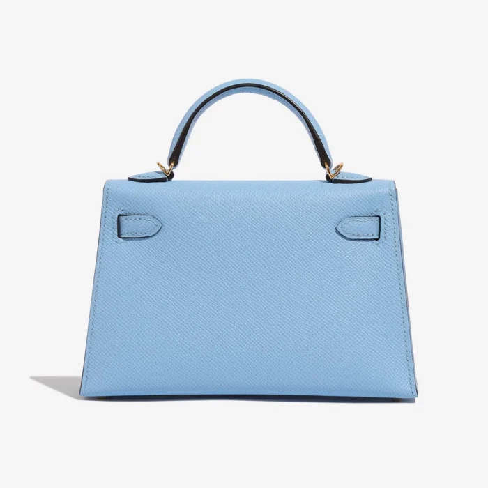 High-End Hermès Inspired Mini Kelly Epsom Blue Celeste GHW - Direct Luxury Fashion - Image 2