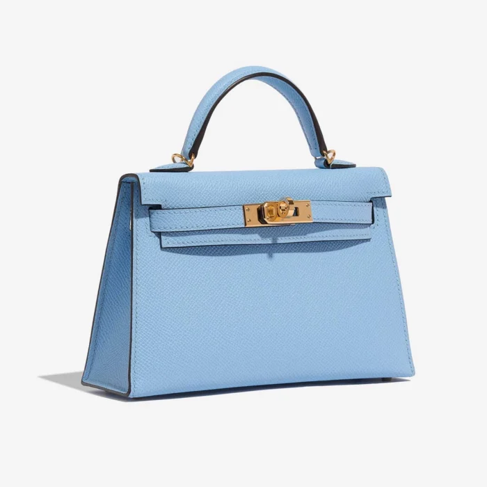 High-End Hermès Inspired Mini Kelly Epsom Blue Celeste GHW - Direct Luxury Fashion - Image 4