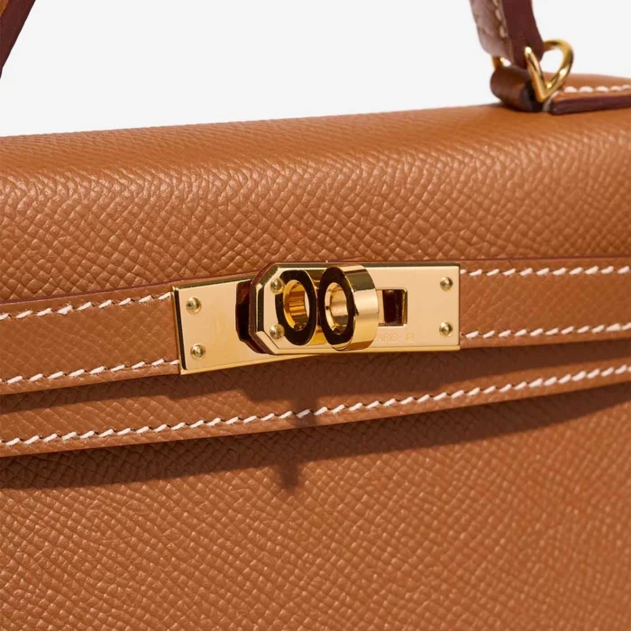 High-End Hermès Inspired Mini Kelly Epsom Gold GHW - Direct Luxury Fashion - Image 6