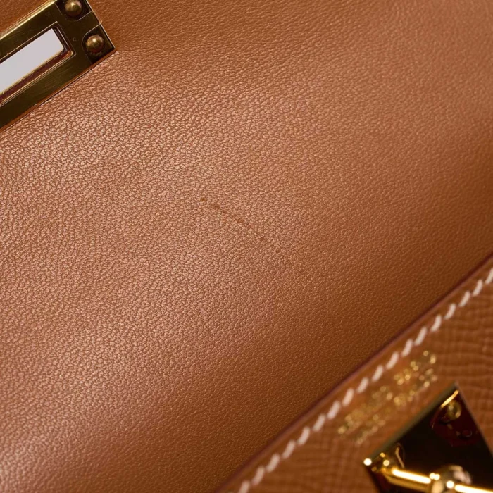 High-End Hermès Inspired Mini Kelly Epsom Gold GHW - Direct Luxury Fashion - Image 5