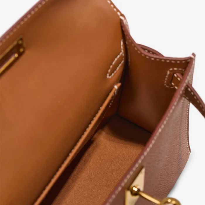 High-End Hermès Inspired Mini Kelly Epsom Gold GHW - Direct Luxury Fashion - Image 4