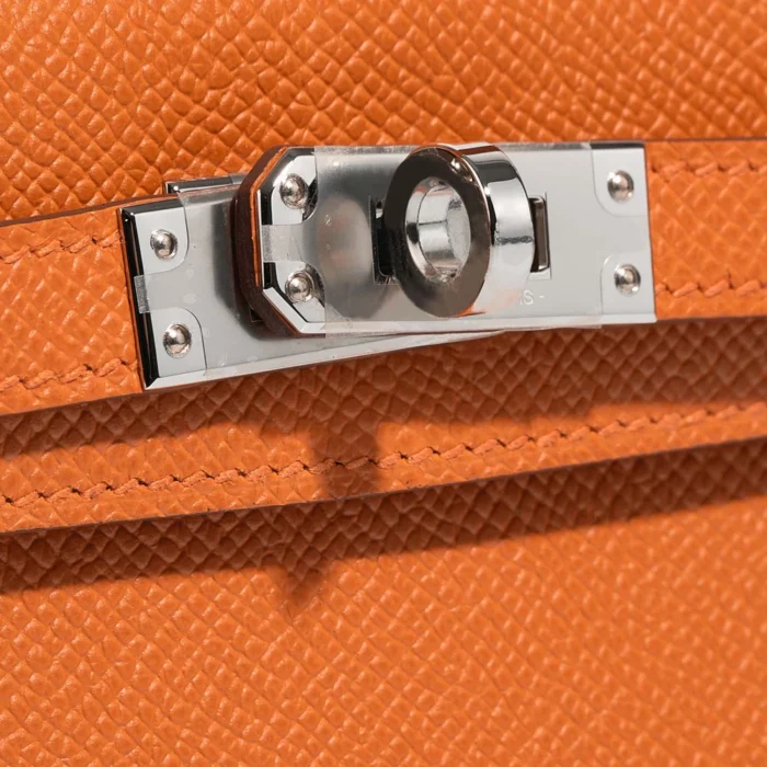 High-End Hermès Inspired Mini Kelly Epsom Orange PHW - Direct Luxury Fashion - Image 7