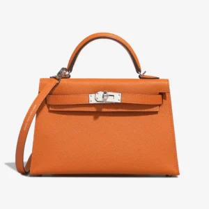 High-End Hermès Inspired Mini Kelly Epsom Orange PHW - DLF