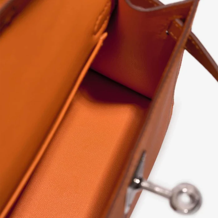 High-End Hermès Inspired Mini Kelly Epsom Orange PHW - Direct Luxury Fashion - Image 5