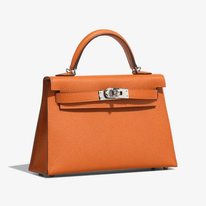 High-End Hermès Inspired Mini Kelly Epsom Orange PHW - Direct Luxury Fashion - Image 4
