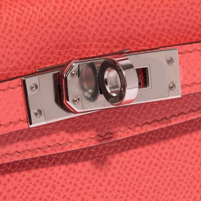 High-End Hermès Inspired Mini Kelly Epsom Rose Texas PHW - Direct Luxury Fashion - Image 6