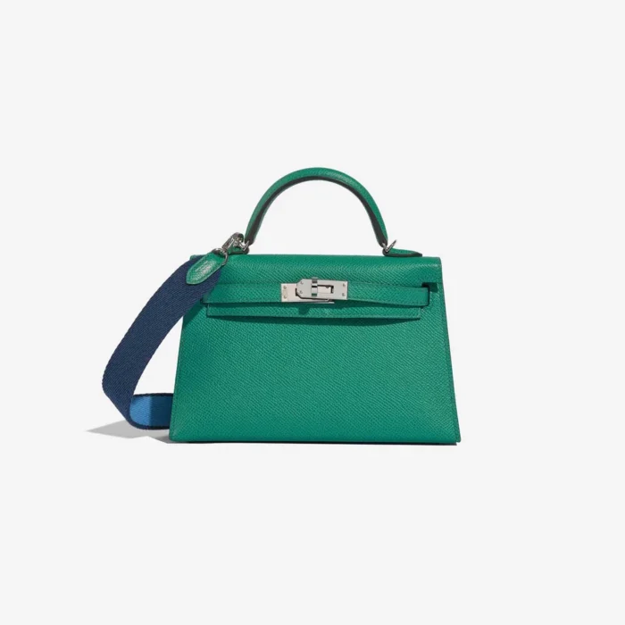 High-End Hermès Inspired Mini Kelly – Vert Jade/Blue Paradise
