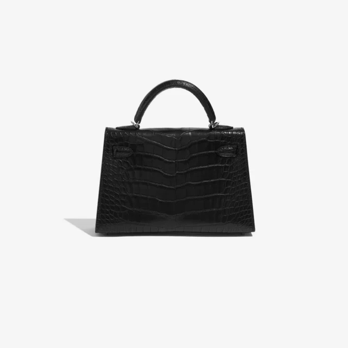 High-End Hermès Inspired Mini Kelly Matte Alligator Black PHW - Direct Luxury Fashion - Image 2