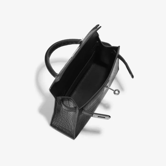 High-End Hermès Inspired Mini Kelly Matte Alligator Black PHW - Direct Luxury Fashion - Image 5