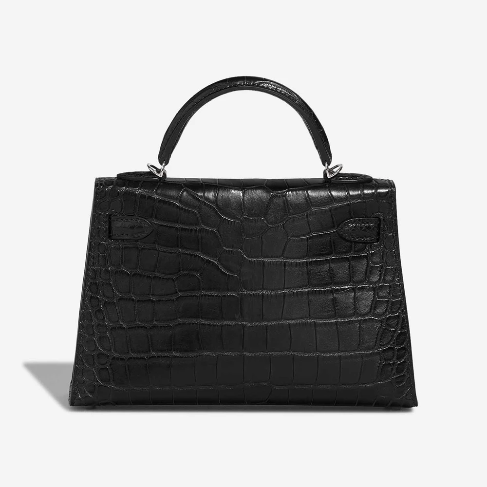 High-End Hermès Inspired Mini Kelly Matte Alligator Black PHW - Direct Luxury Fashion - Image 2