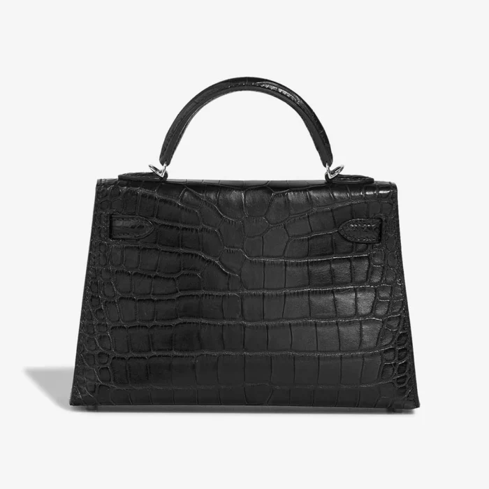 High-End Hermès Inspired Mini Kelly Matte Alligator Black PHW - Direct Luxury Fashion - Image 2